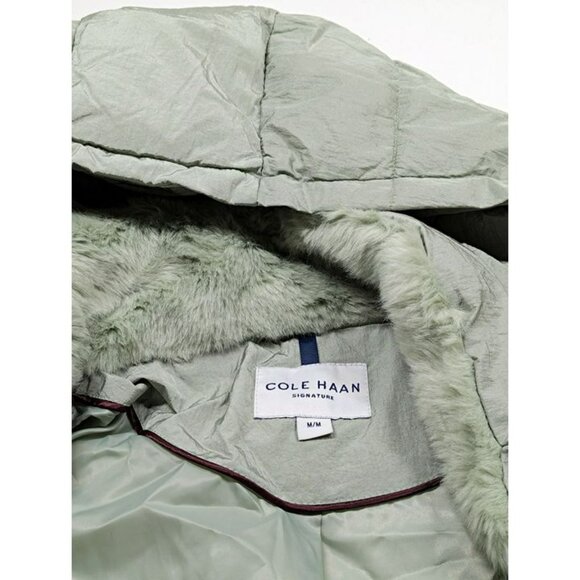 Cole Haan Women's Shine Faux-Fur-Collar Hooded Puffer Coat Size M (MSRP $280) - Picture 4 of 7